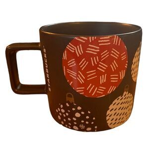 Starbucks 2016 Christmas Mug - 14oz - Brown mug with colorful  Christmas balls
